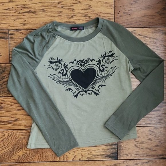 ROMWE Fairycore Heart Raglan Sleeve Top - Picture 5 of 7